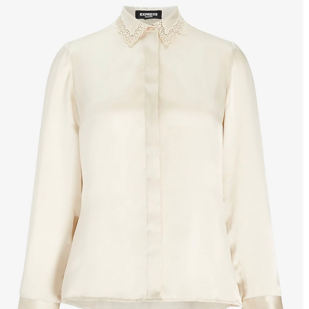 Embroidered Collar Silk Portofino Shirt size M